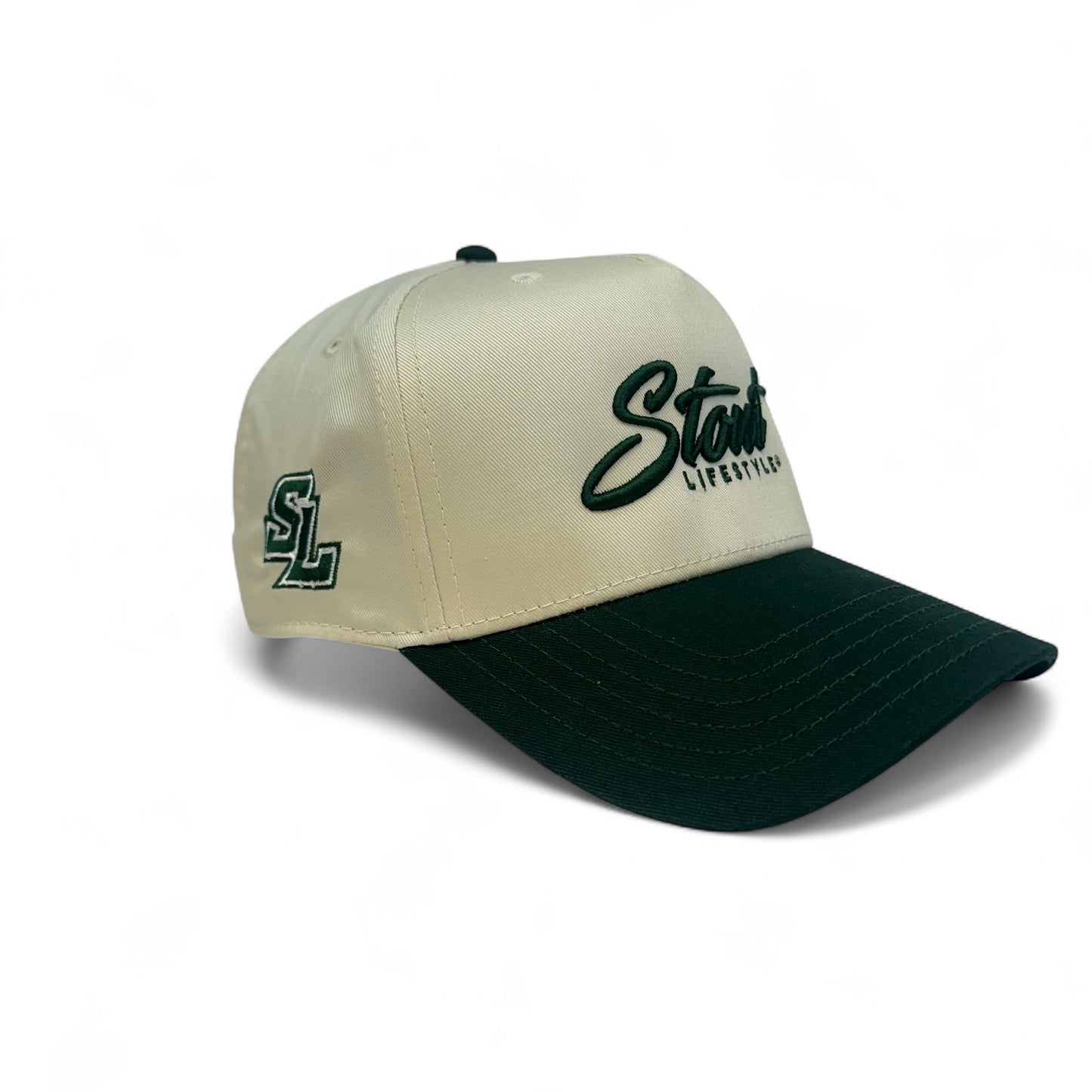 "Logo" Structured Hat (Off-White/Green)