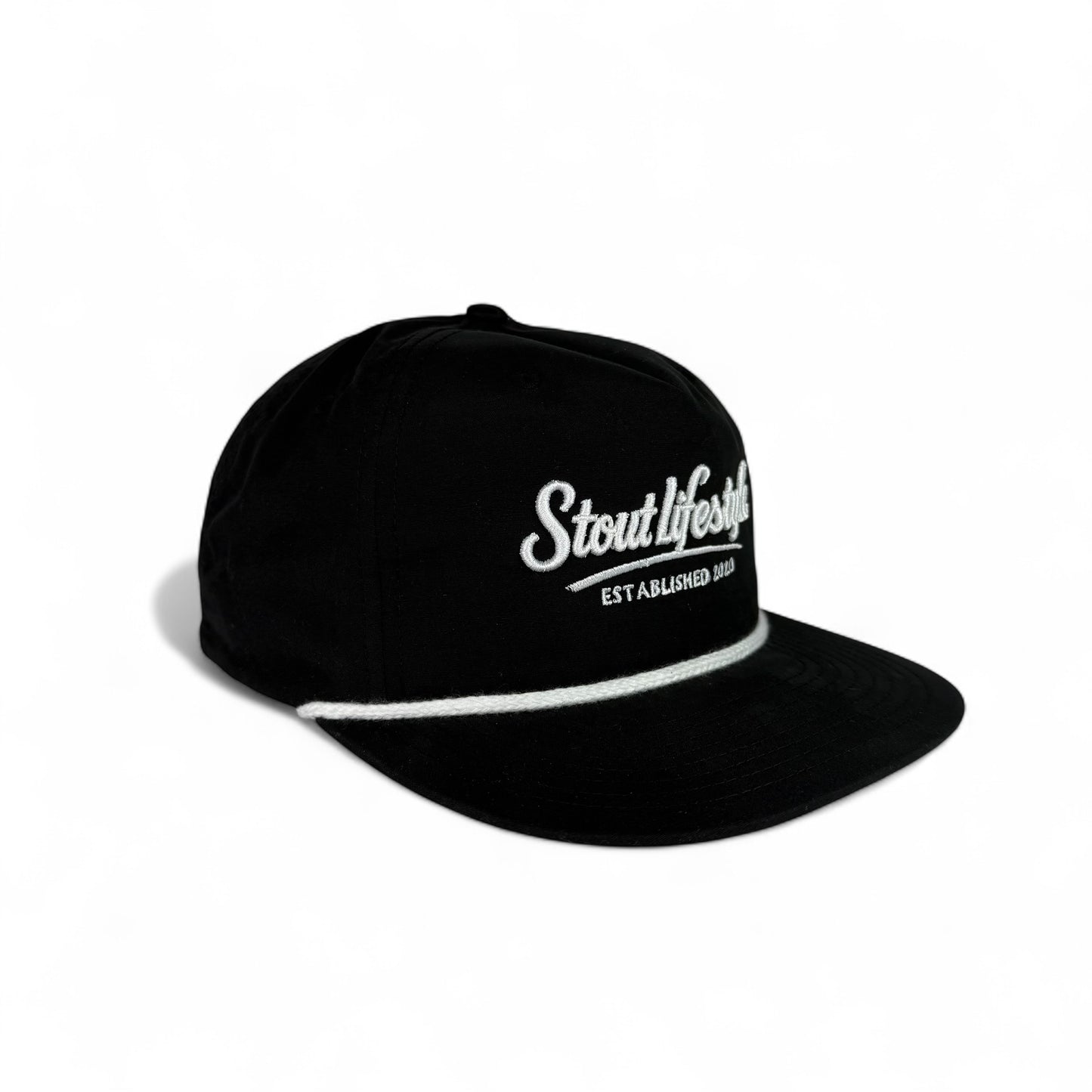 "Script" Unstructured Hat (Black/White)