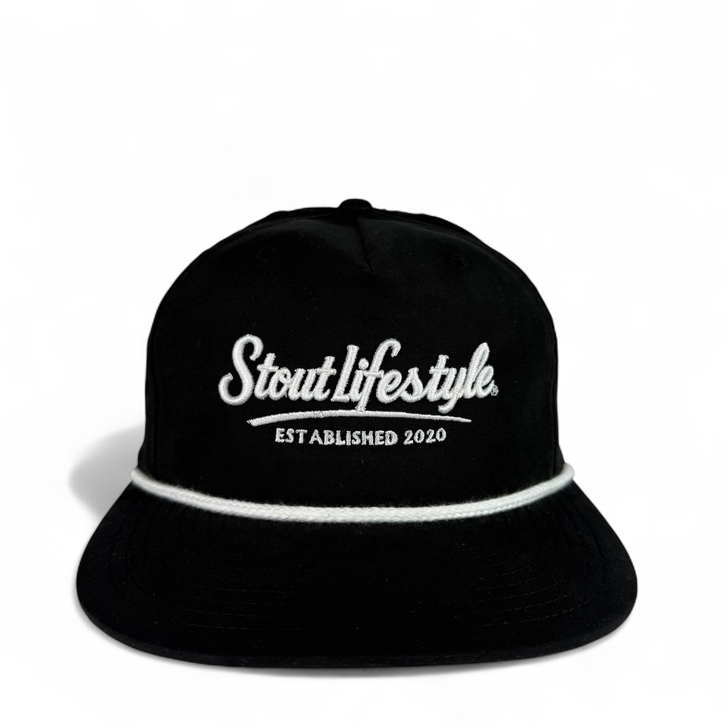 "Script" Unstructured Hat (Black/White)