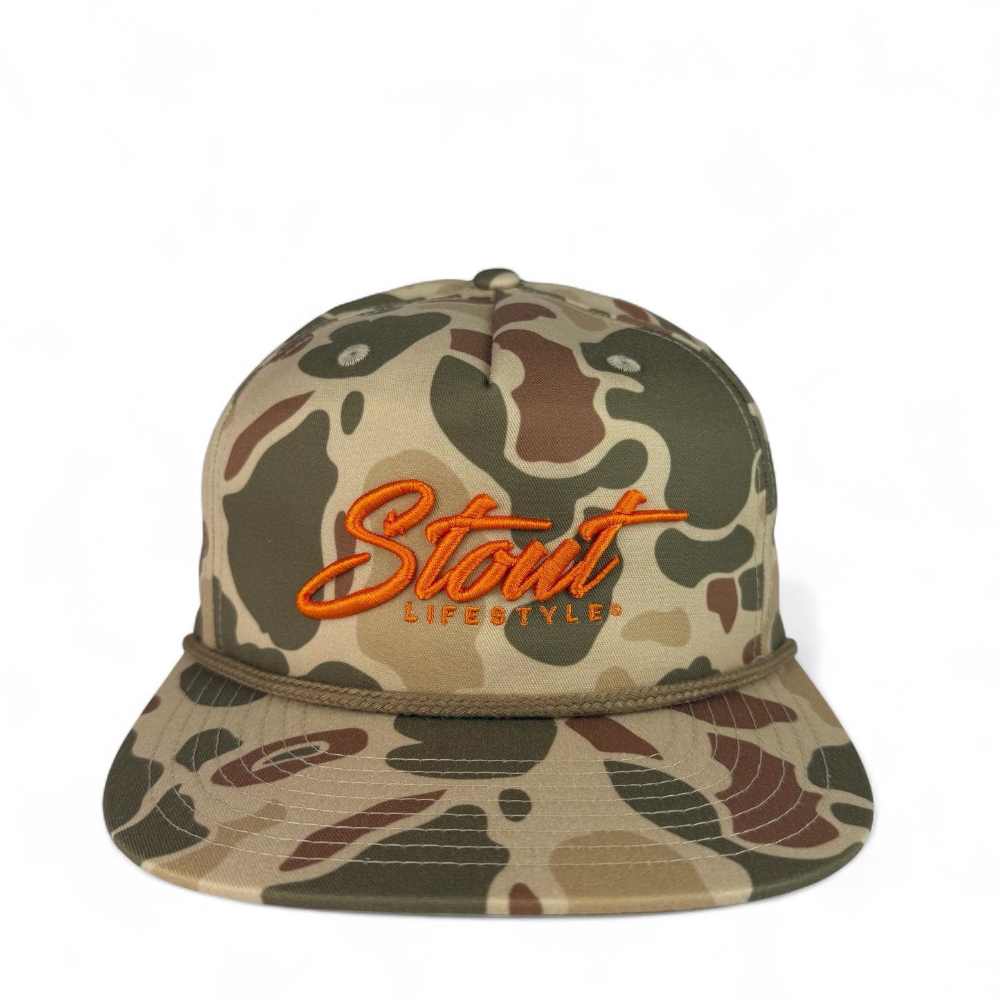 "Logo" Unstructured Hat (Camo/Orange)