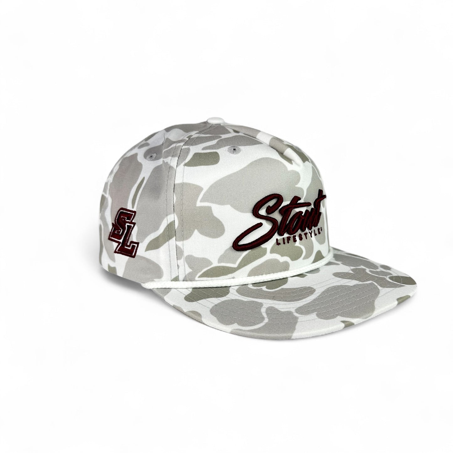 "Logo" Unstructured Hat (Camo/Maroon)
