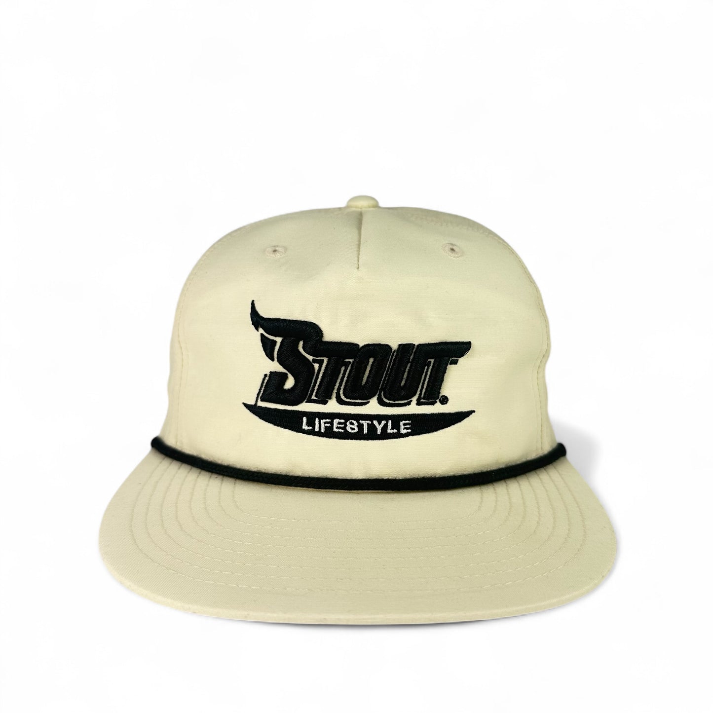 "Bold" Unstructured Hat (Off-White/Black)