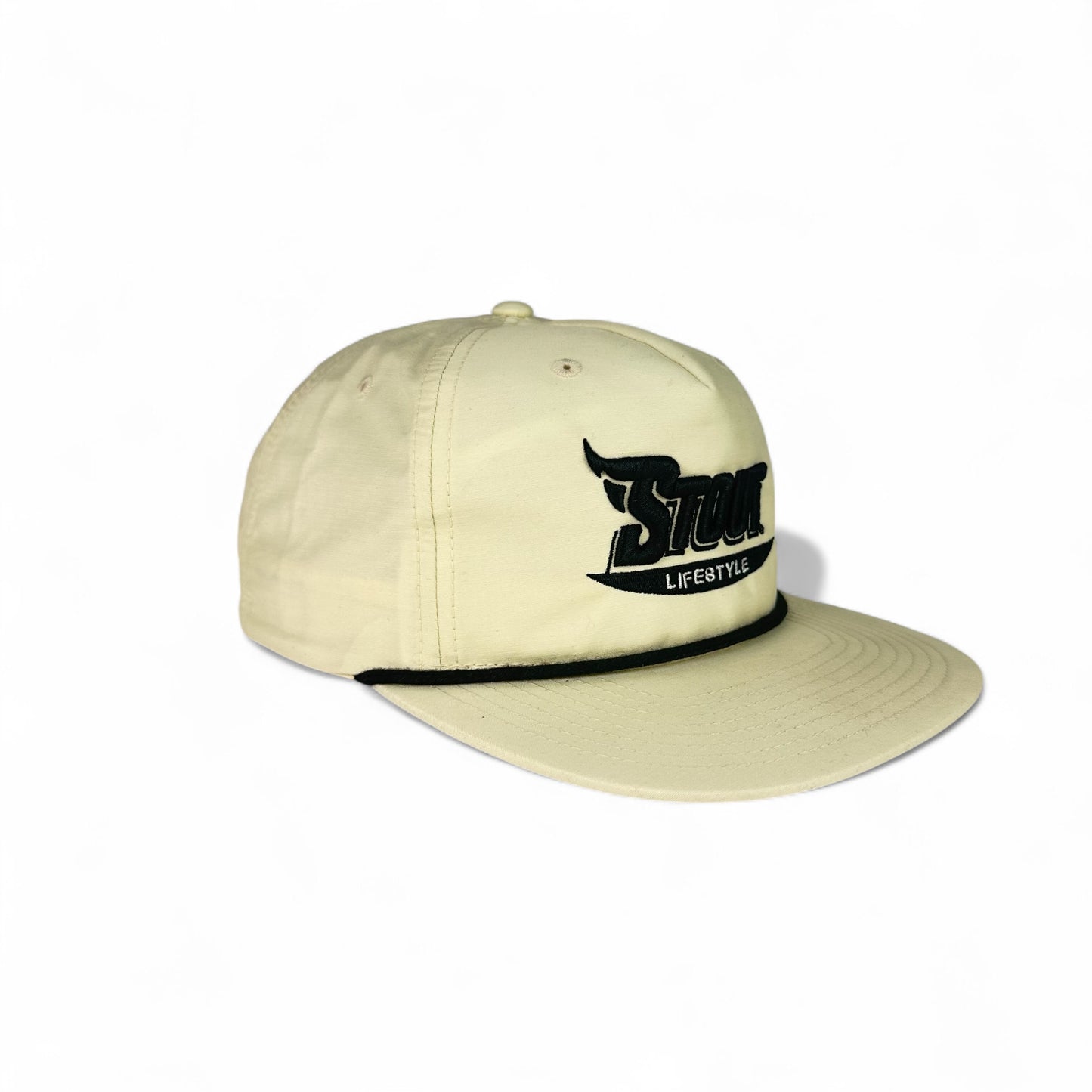 "Bold" Unstructured Hat (Off-White/Black)