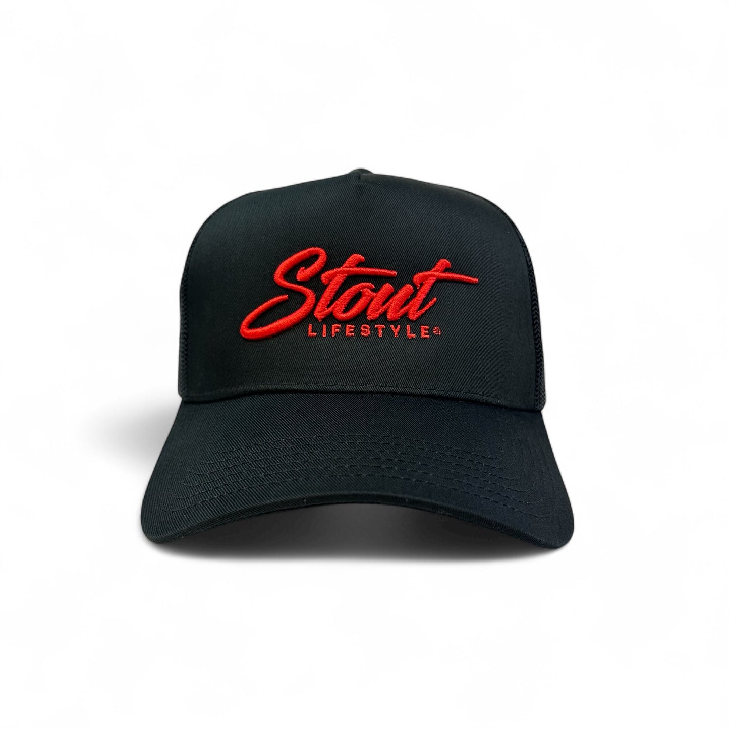 "Logo" Structured Mesh Hat (Black/Red)
