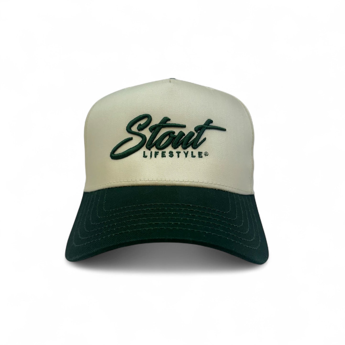 "Logo" Structured Hat (Off-White/Green)