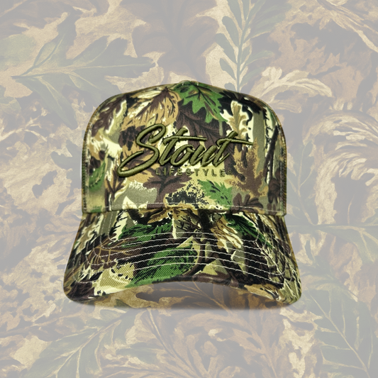 "Logo" Structured Mesh Hat (Camo/Hunter Green)