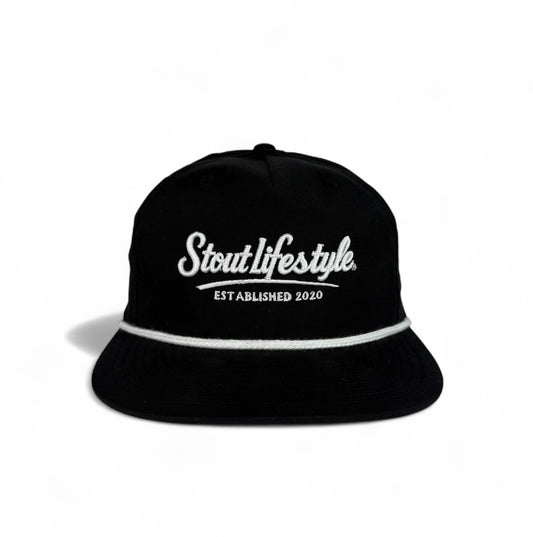 "Script" Unstructured Hat (Black/White)