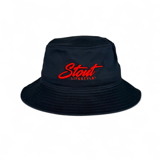 "Logo" Bucket Hat (Navy/Red)