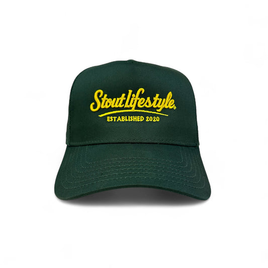 "Script" Structured Mesh Hat (Green)