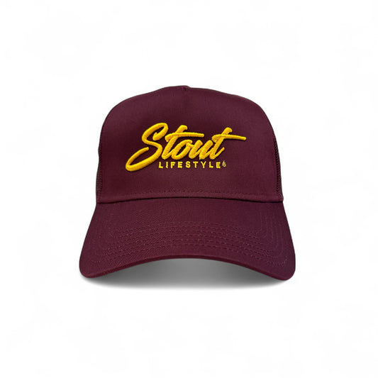 "Logo" Structured Mesh Hat (Maroon/Yellow)