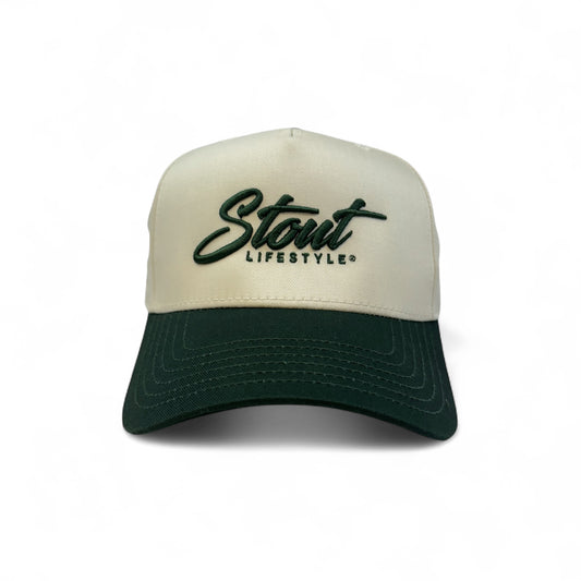 "Logo" Structured Hat (Off-White/Green)