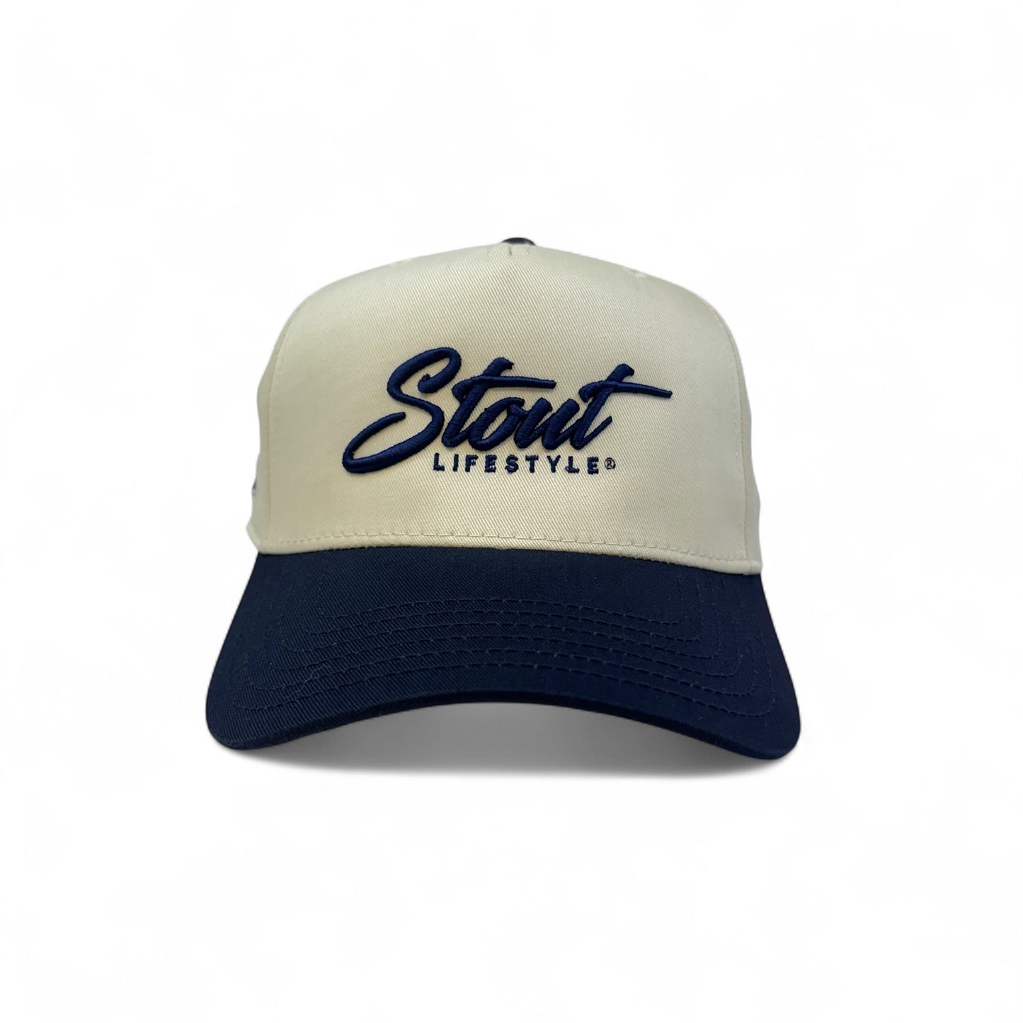 "Logo" Structured Hat (Off-White/Navy)