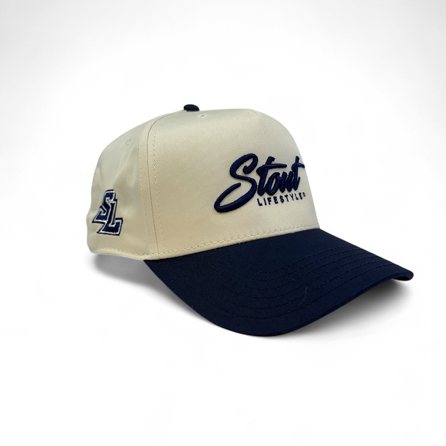 "Logo" Structured Hat (Off-White/Navy)