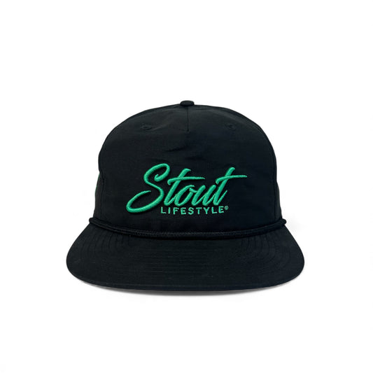 "Logo" Unstructured Rope Hat (Black/Teal)