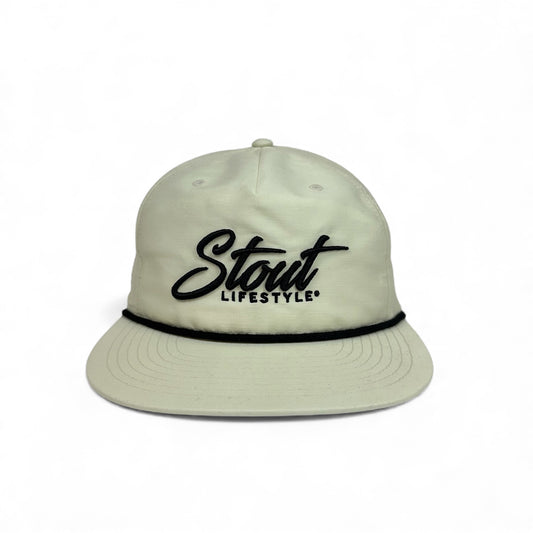 "Logo" Unstructured Rope Hat (Off-White/Black)