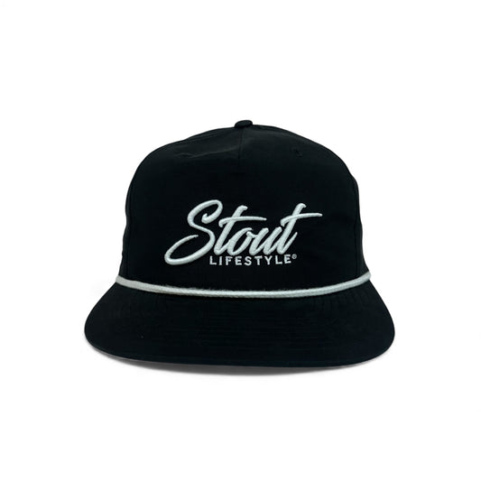"Logo" Unstructured Rope Hat (Black/White)