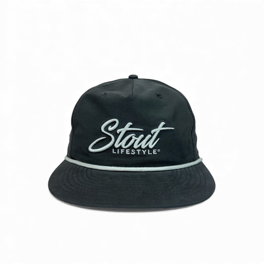 "Logo" Unstructured Rope Hat (Charcoal/White)