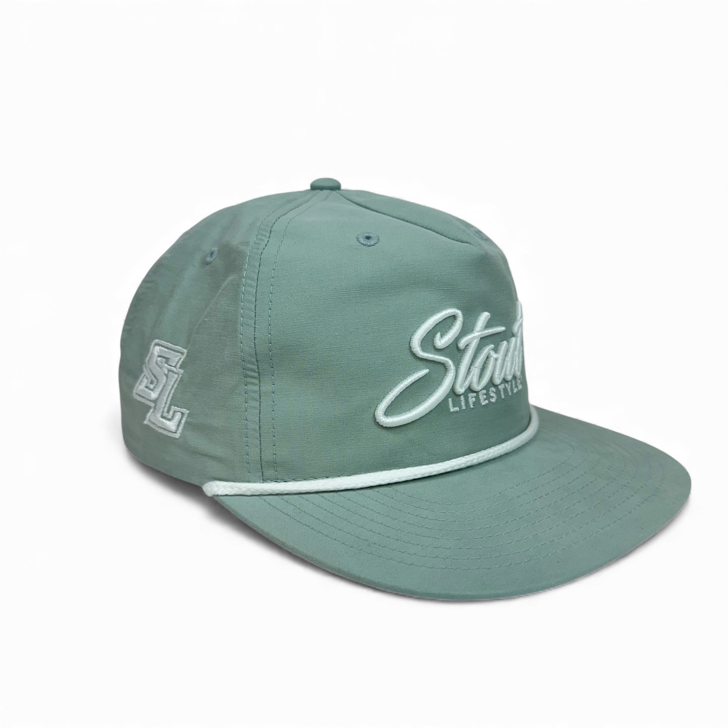 "Logo" Unstructured Rope Hat (Ocean Blue/White)