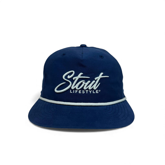 "Logo" Unstructured Rope Hat (Blue/White)