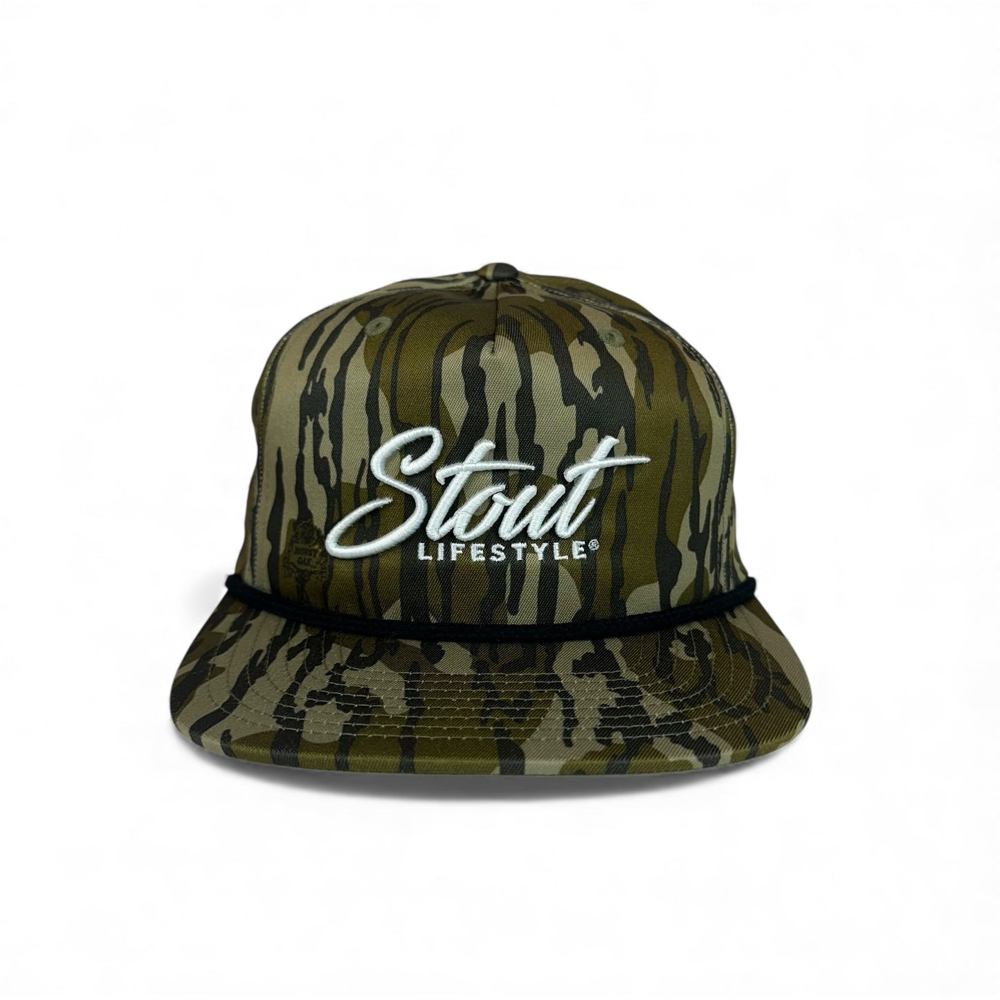 "Logo" Unstructured Rope Hat (Bark Camo/White)