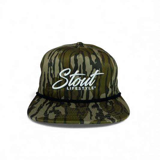 "Logo" Unstructured Rope Hat (Bark Camo/White)
