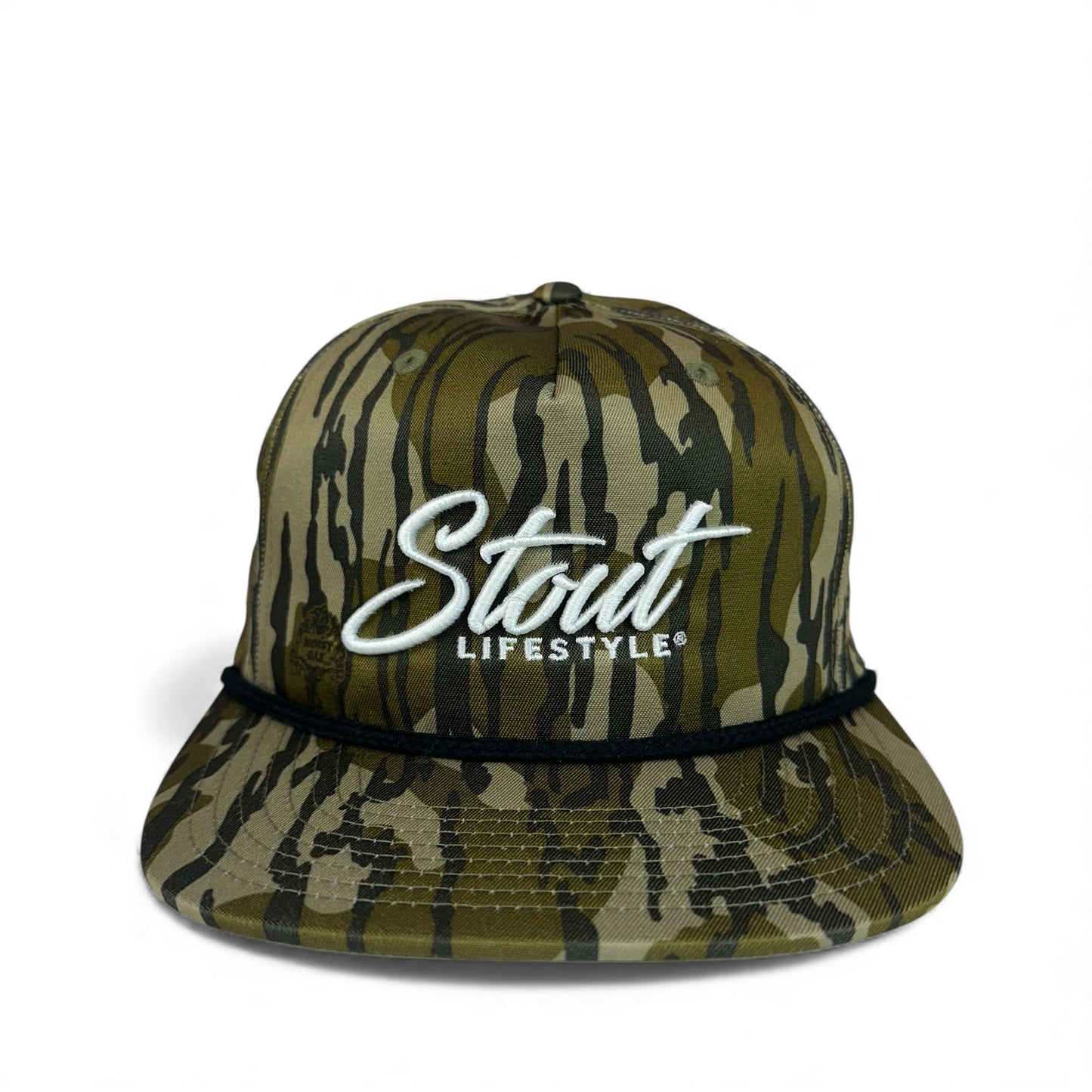 "Logo" Unstructured Rope Hat (Bark Camo/White)