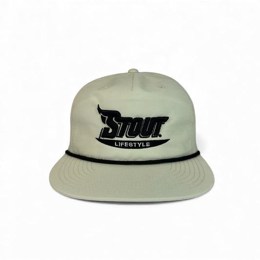 "Bold" Unstructured Rope Hat (Off-White/Black)