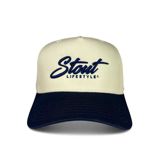 "Logo" Structured Hat (Natural/Navy)