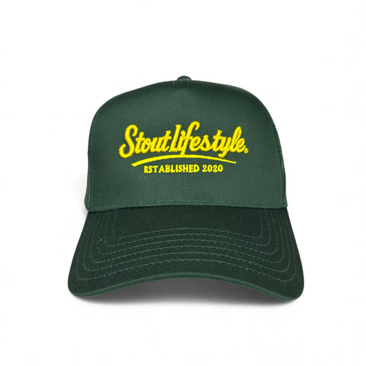 "Script" Structured Mesh Hat (Green)