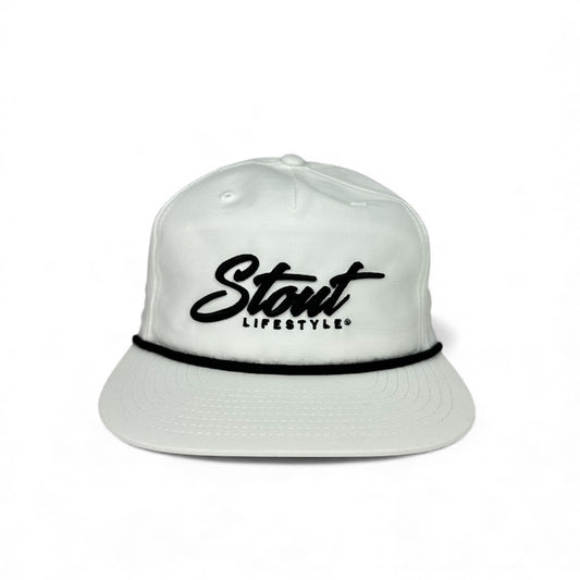 "Logo" Unstructured Rope Hat (White/Black)