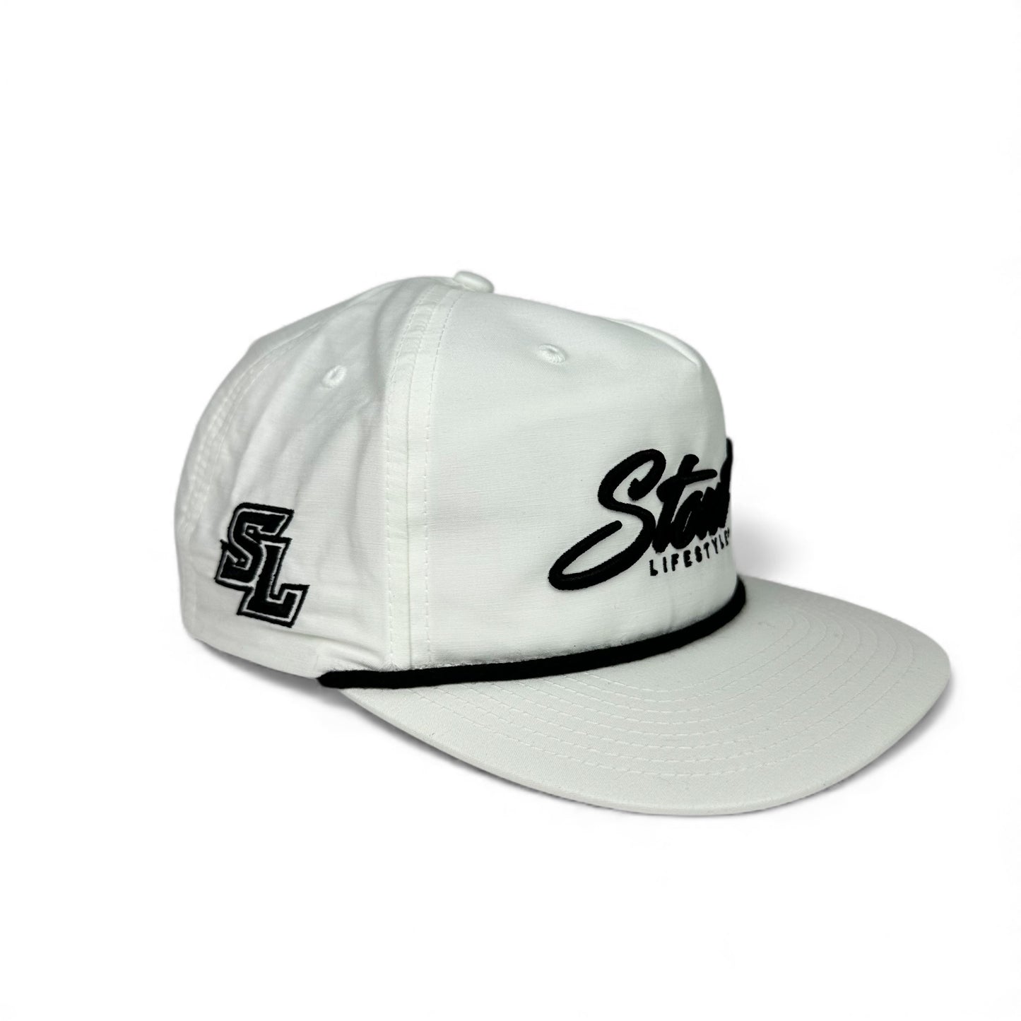 "Logo" Unstructured Rope Hat (White/Black)