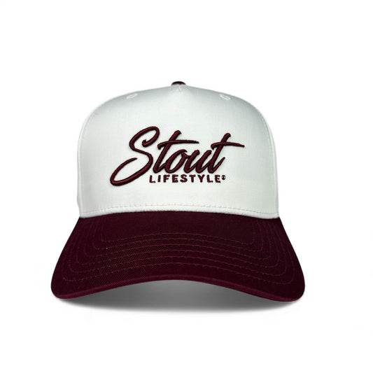 "Logo" Structured Hat (White/Maroon)