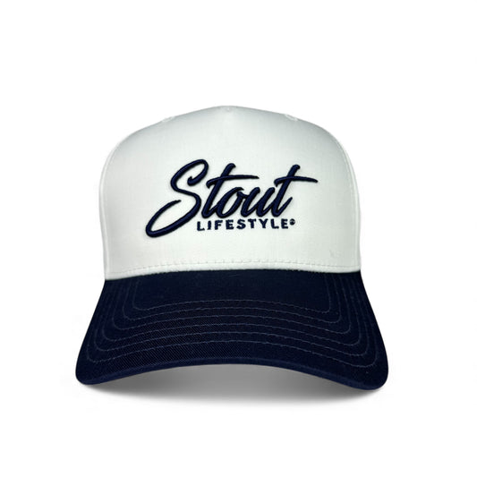 "Logo" Structured Hat (White/Navy)
