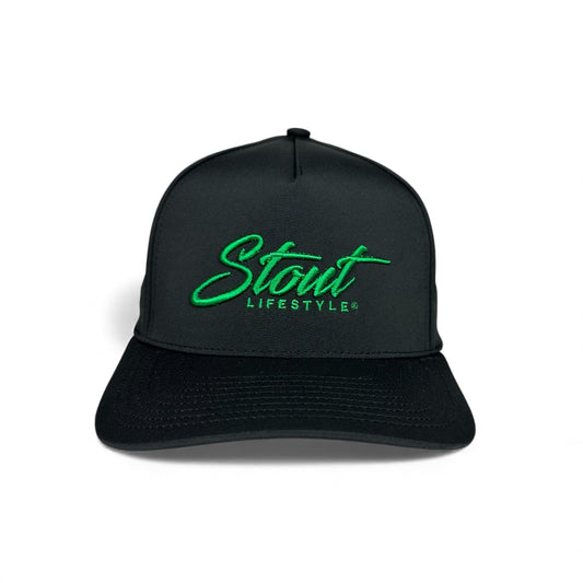 "Logo" Perforated Golf Hat (Black/Green)