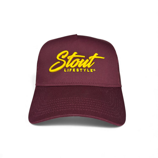 "Logo" Structured Mesh Hat (Maroon/Yellow)